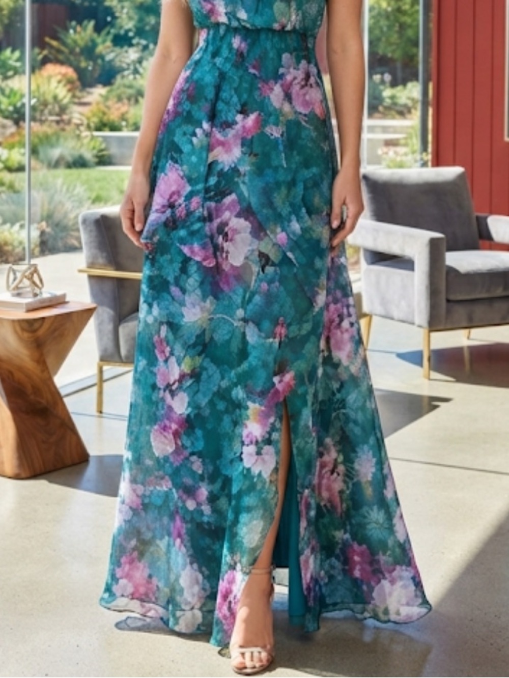 New Adrianna Papell Teal Floral Dress size 10 - Picture 15 of 16